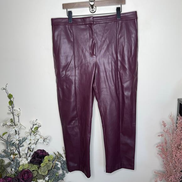 ANN TAYLOR The High Rise Eva Ankle Pant in Faux Leather Patent Purple {VV25} - Picture 5 of 10